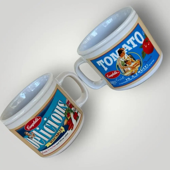 Campbell's Vintage Soup Mugs 2005 Set of 2 Collectible Houston Harvest 16 oz - Picture 2 of 10